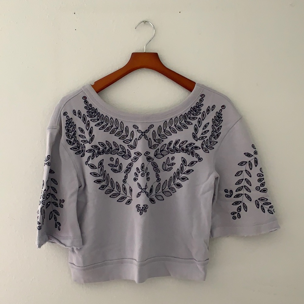 Free People cropped embroidered sweatshirt